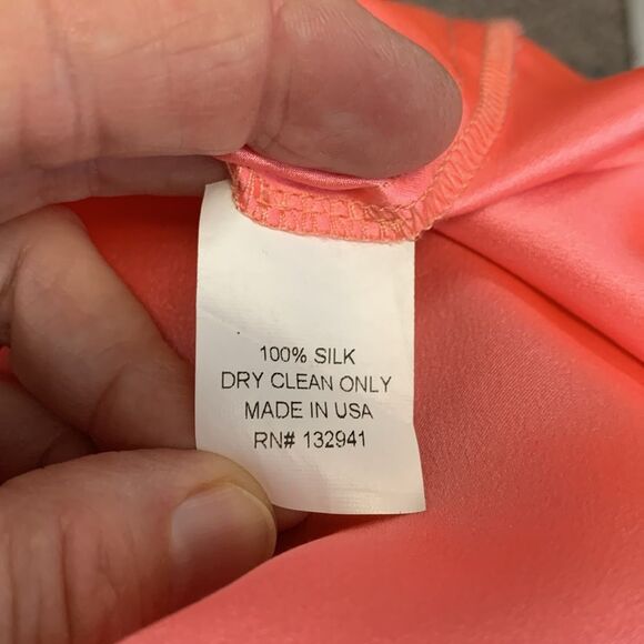 Amanda Uprichard Coral Pink Silk V-Neck Gathered Waist Sleeveless Dress Size L - Picture 8 of 12